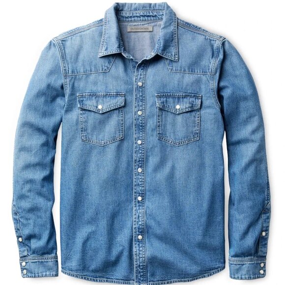 Outerknown Westerly Denim Shirt - Authentic Blue - L LARGE - MSRP $248 - Picture 1 of 1